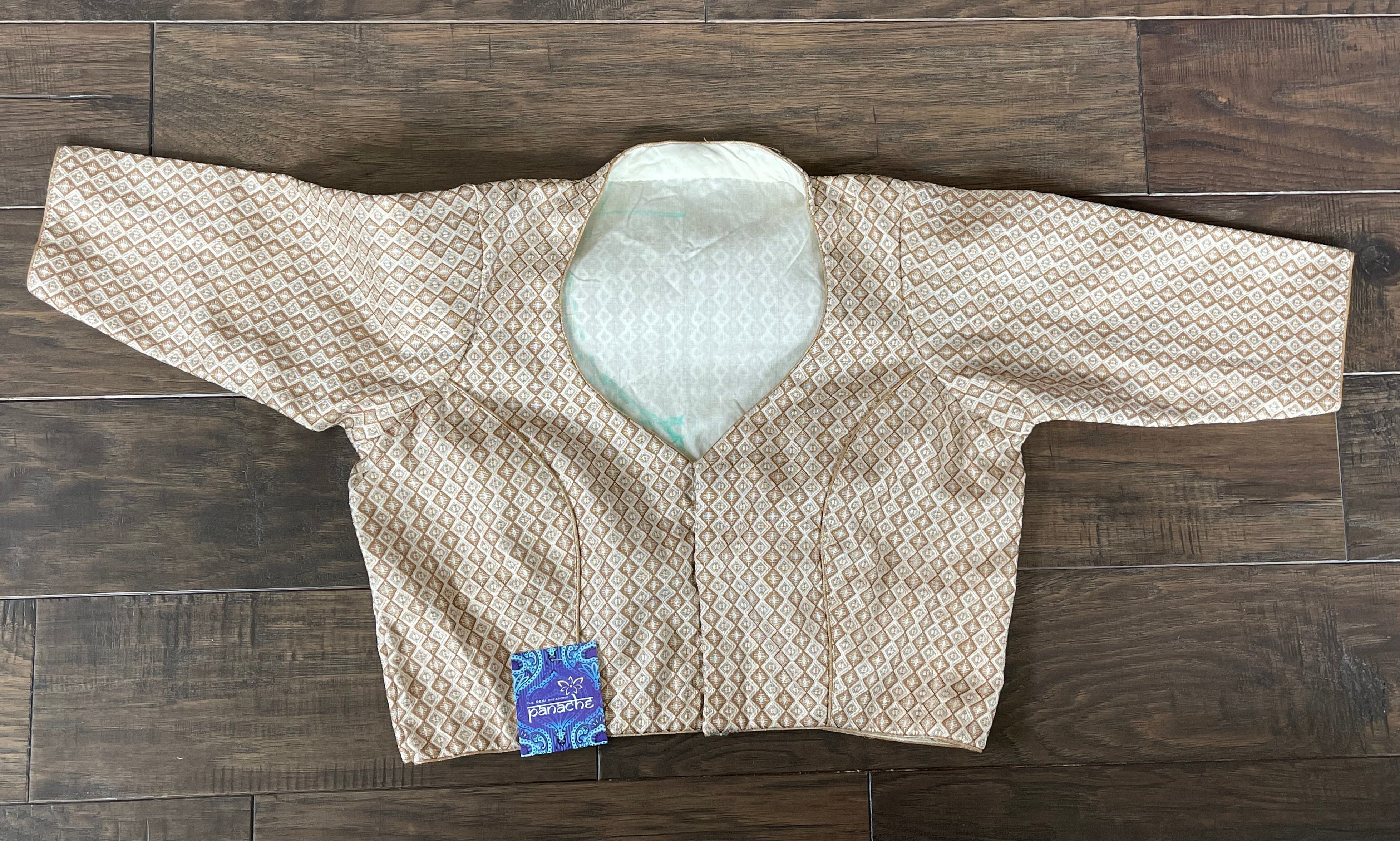Designer Blouse - Off White Brown woven