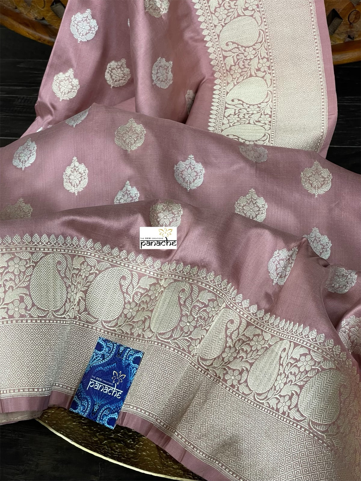 Pure Katan Silk Banarasi - Thulian Pink Antique Zari