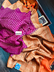 Khaddi Georgette Banarasi - Magenta Orange