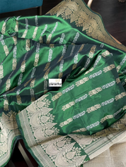 Pure Katan Silk Banarasi - Green Kadwa
