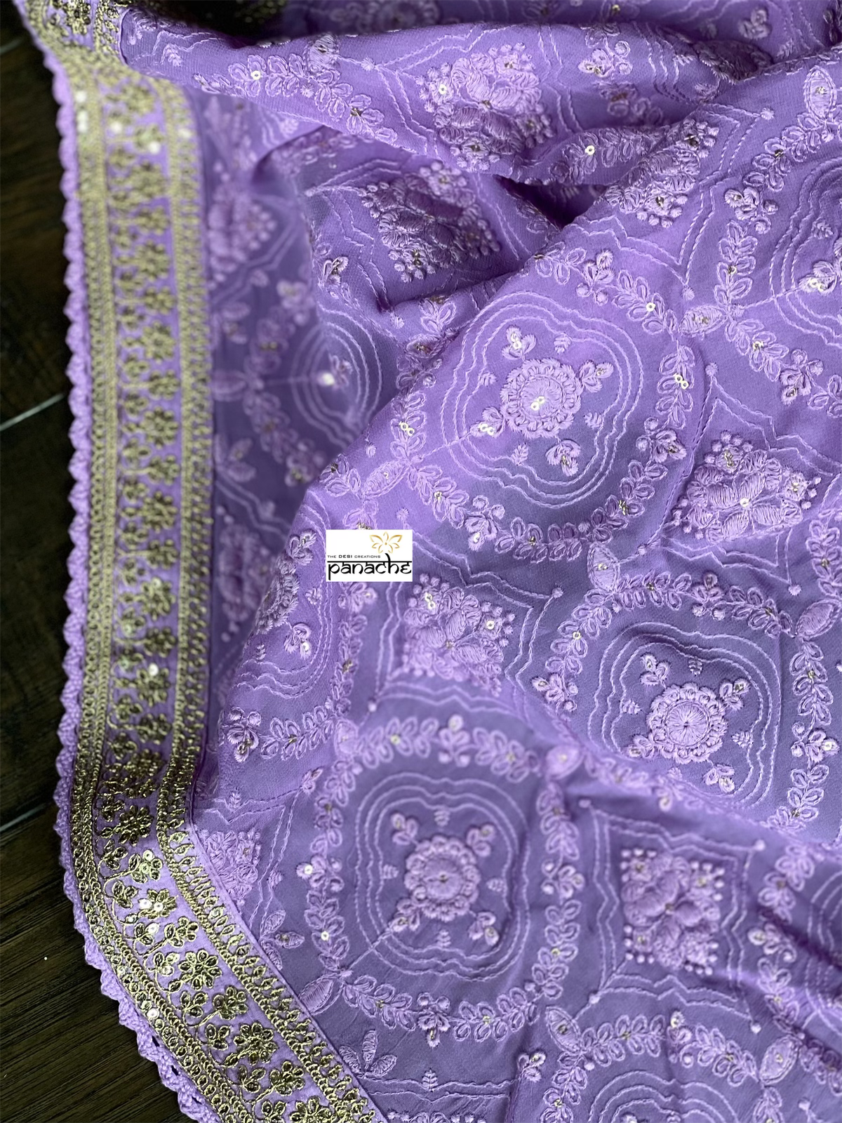 Designer Pure Georgette Chikankari - Violet