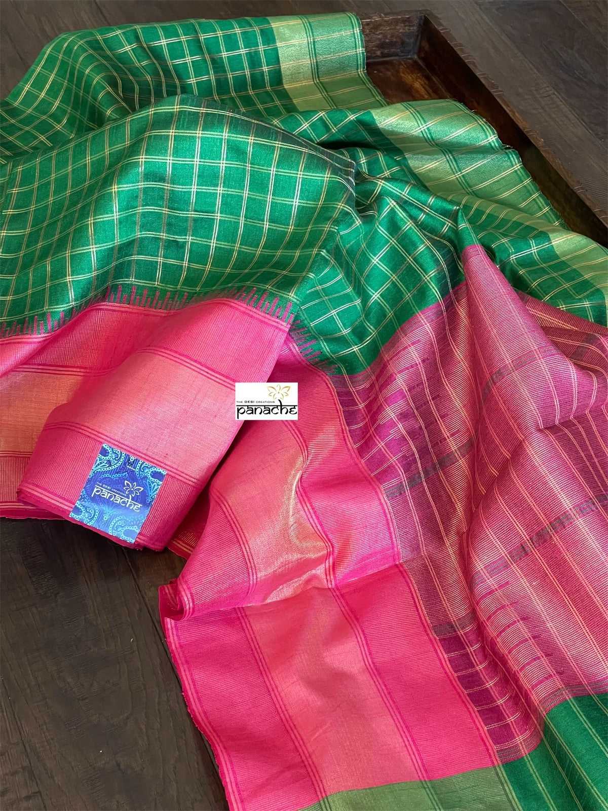 Cotton Silk - Green Magenta Woven