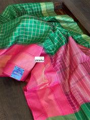 Cotton Silk - Green Magenta Woven
