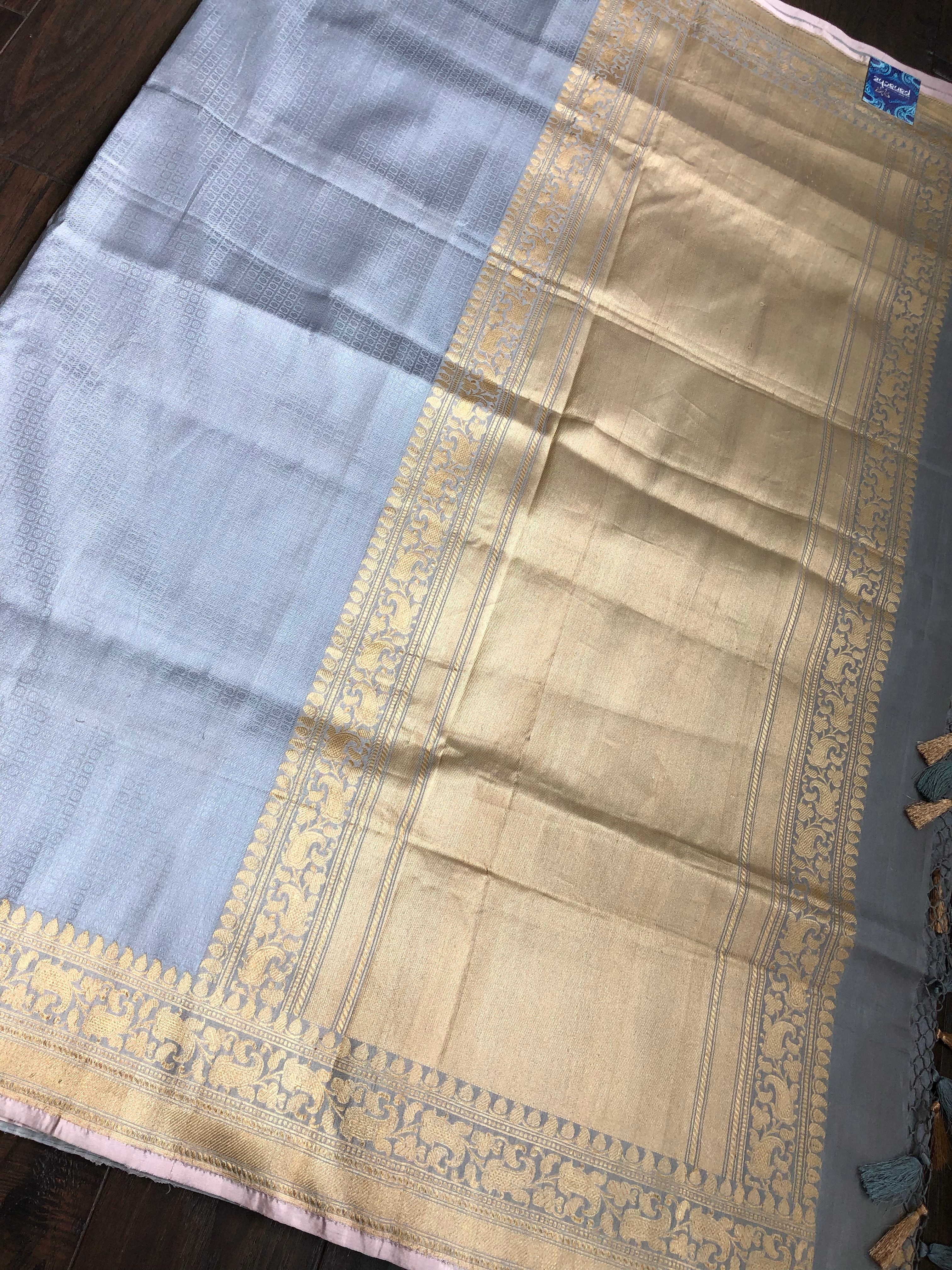 Tanchoi Silk Banarasi - Grey Antique Golden