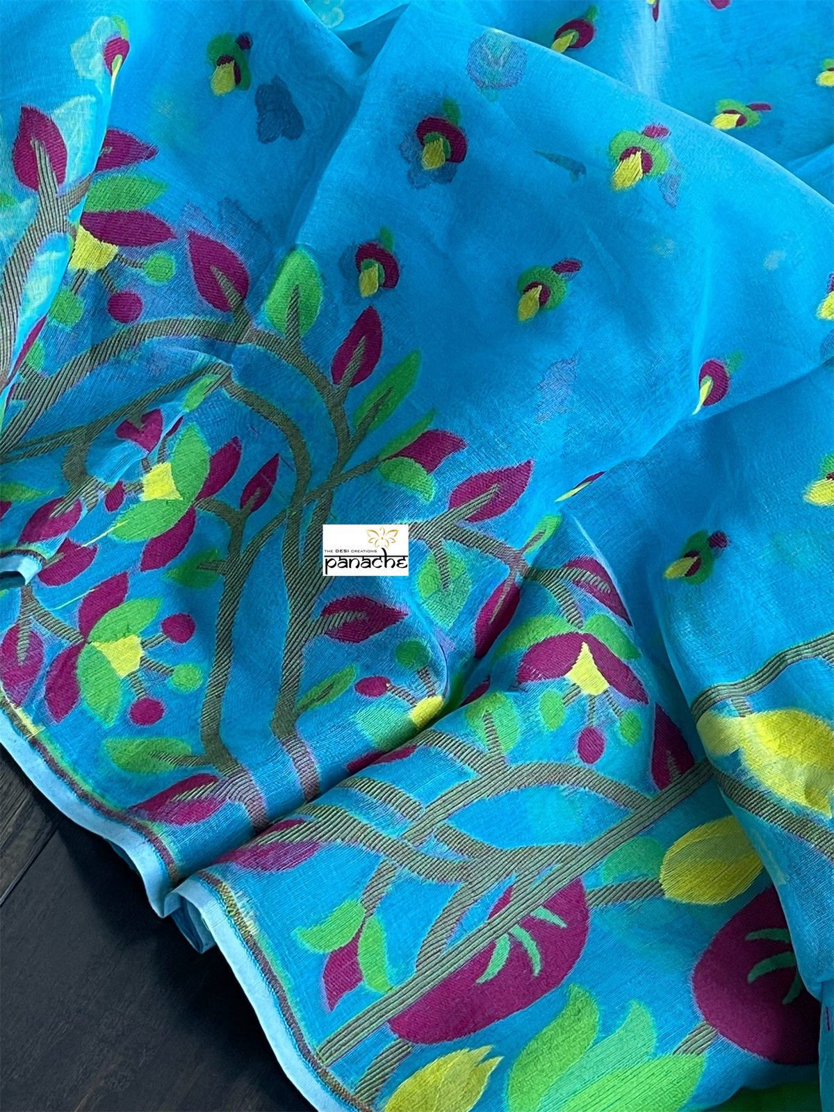 Soft Jamdaani  - Firozi Blue