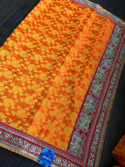 Designer Saree - Soft Silk Benarasi Orange Tanchoi