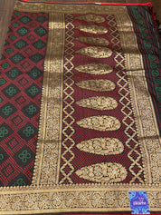 Soft Silk Bandhni Banarasi - Black Maroon Green