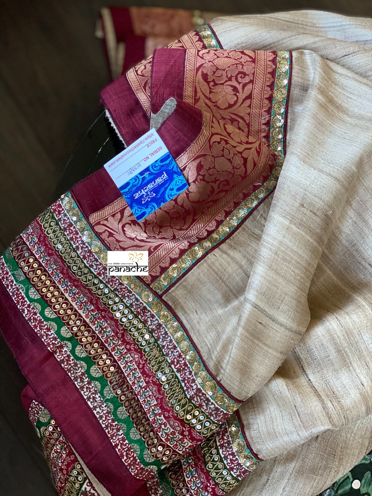 Designer Tussar Silk - Gicha Banarasi Border