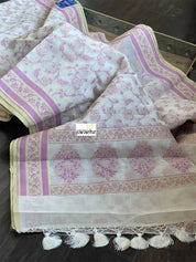 Kora Cotton Banarasi - Off-White Lilac