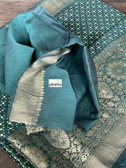 Linen Printed - Green Golden Zari