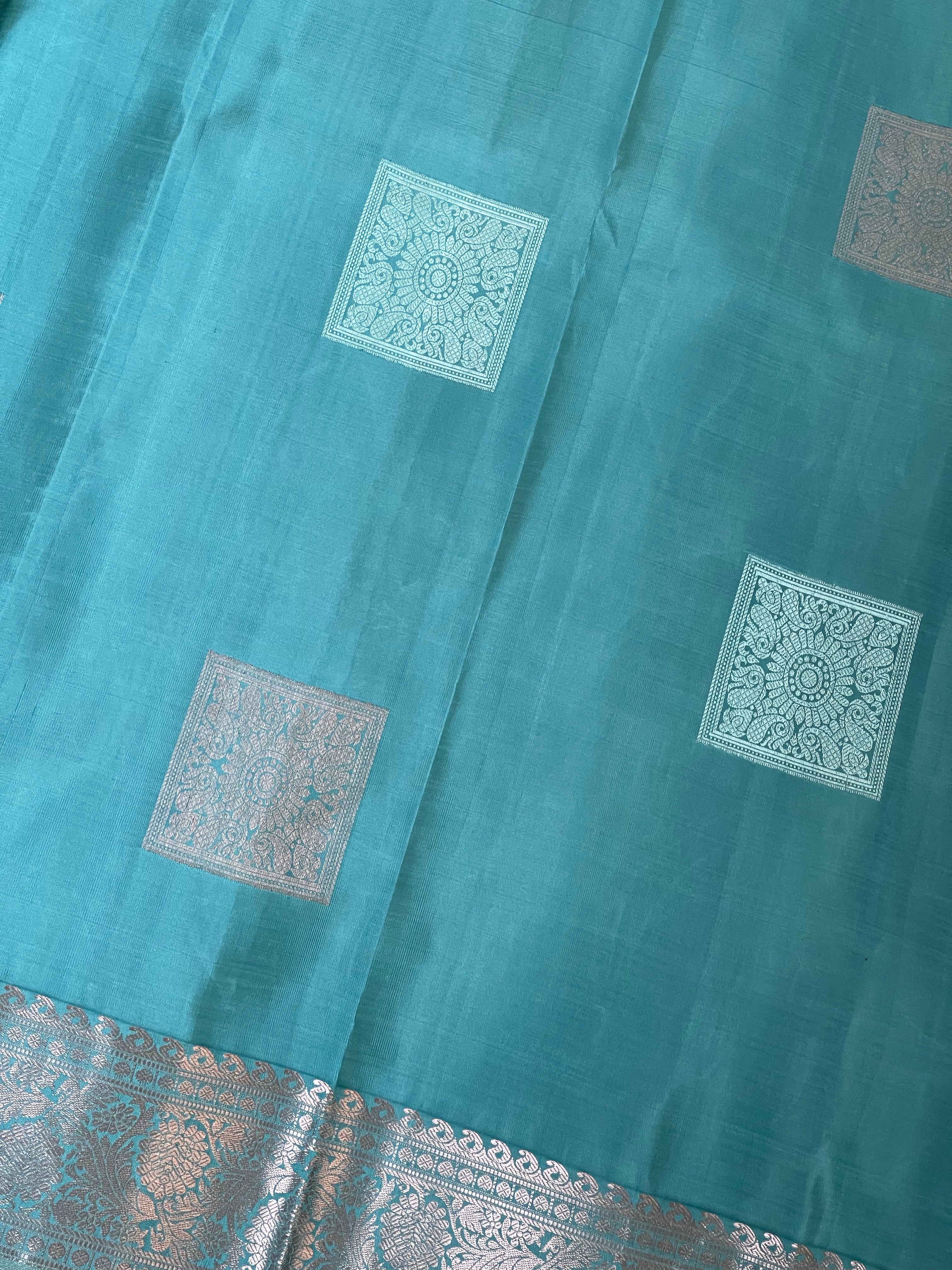 Silk Kanjivaram - Teal Grey