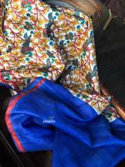 Tussar Silk - Printed Kalamkari  Royal Blue