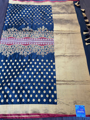 Katan Silk Banarasi - Black Golden Butta