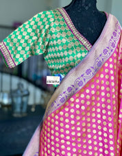 Designer Blouse - Green Brocade Purple