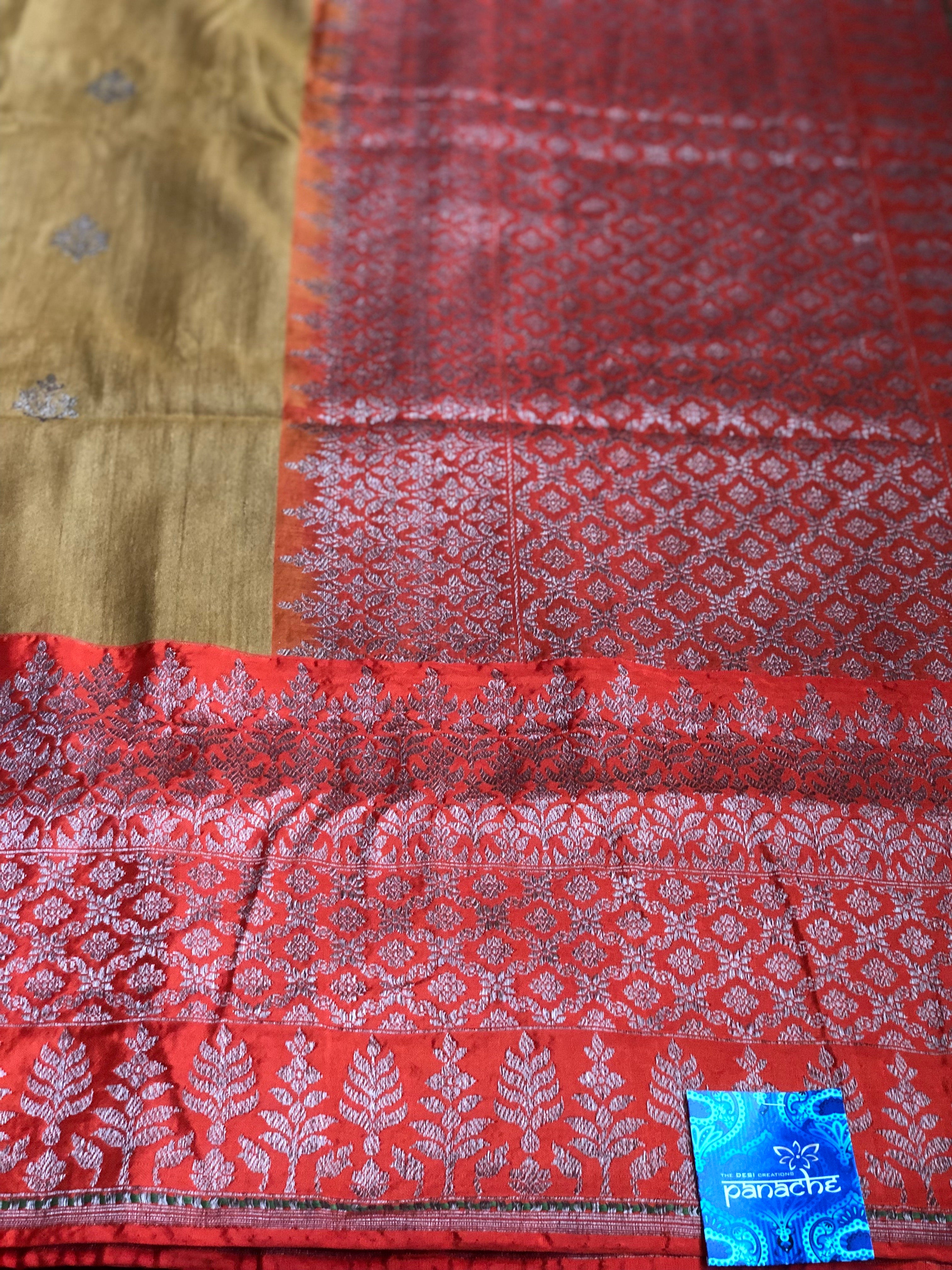 Tassur Silk Banarasi - Ochre Yellow Orange