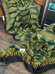 Silk Ajrakh - Green Yellow Black