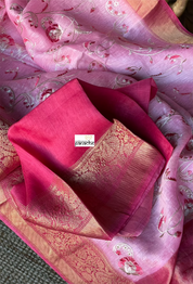 Embroidered Linen Silk - Bubblegum Pink