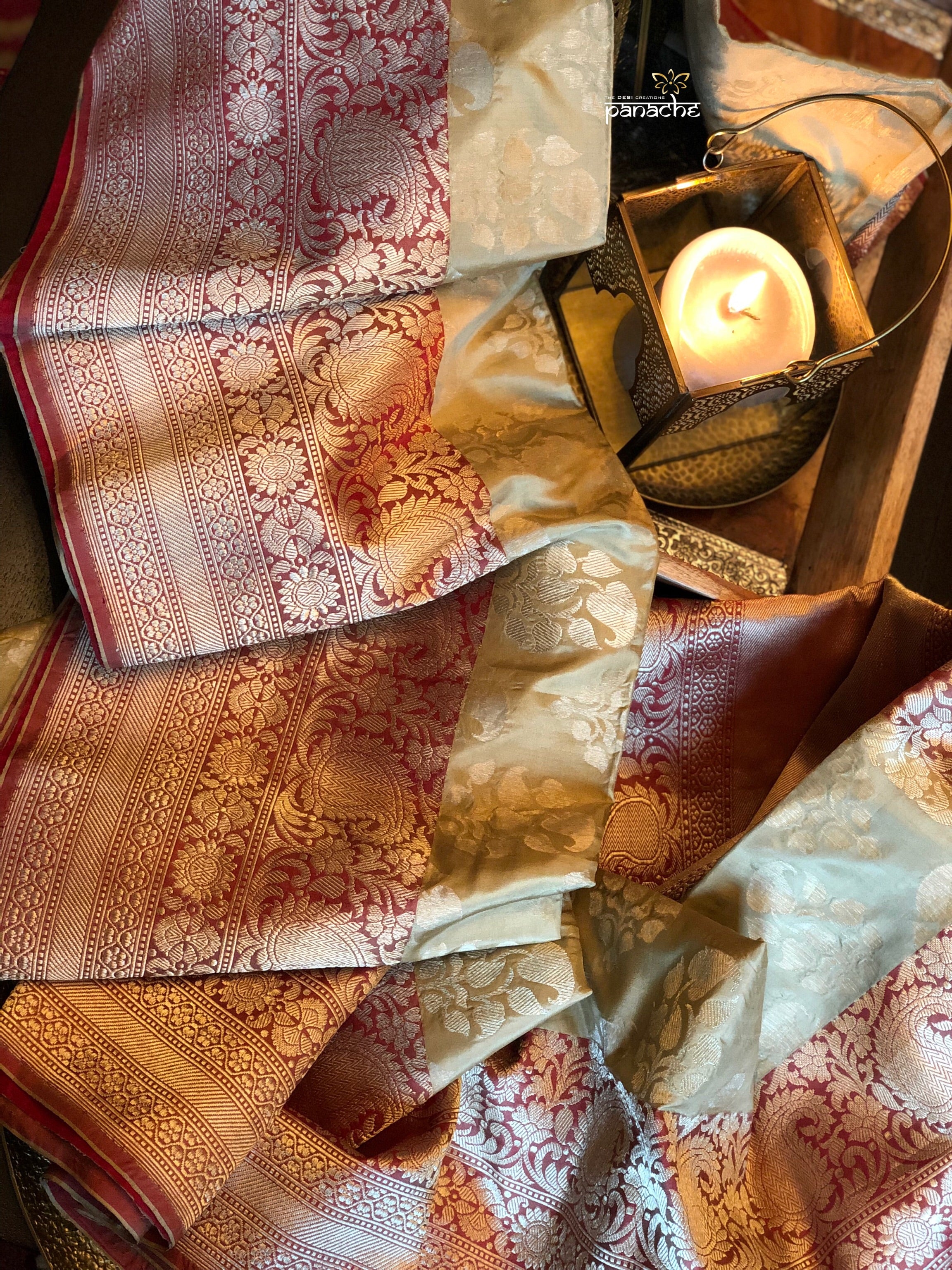 Katan Silk Banarasi - Mocha Grey Maroom
