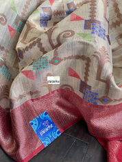 Tissue Kota Silk - Tan Beige Red