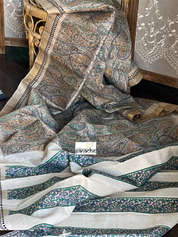 Pure Gicha Tussar Silk -  Beige Digital Printed