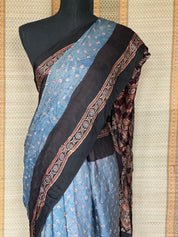 Silk Bandhani Ajrakh - Grey