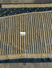 Pure Bangalore Silk Kantha Stitch -  Black Multi Color