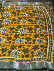 Linen Printed - Orange Green Blue