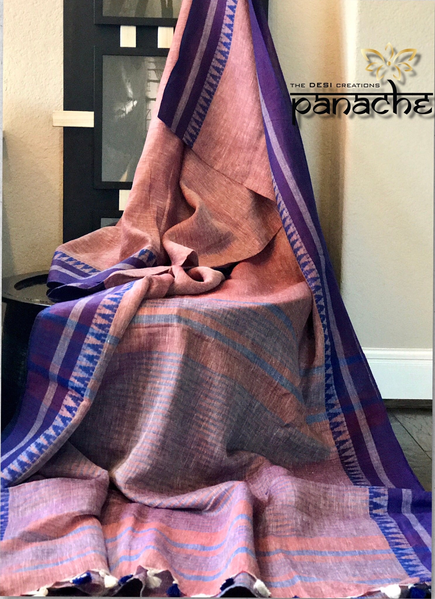 Linen - Peach body Purple temple