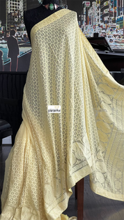 Designer Georgette Chikankari - Butter Yellow