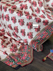 Muslin Soft Silk Printed - Beige Maroon Pink Brown