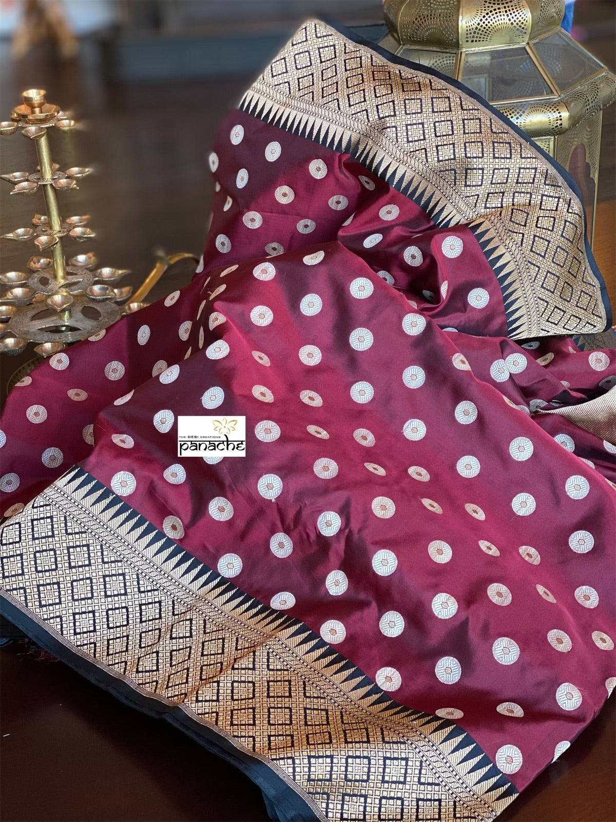 Pure Silk Katan Banarasi - Maroon Black