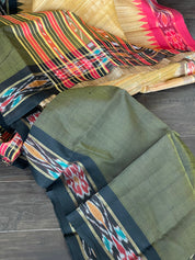 Pure Gicha Tussar Silk - Yellow Red Black
