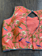 Designer Blouse - Peach Orange Meenakari