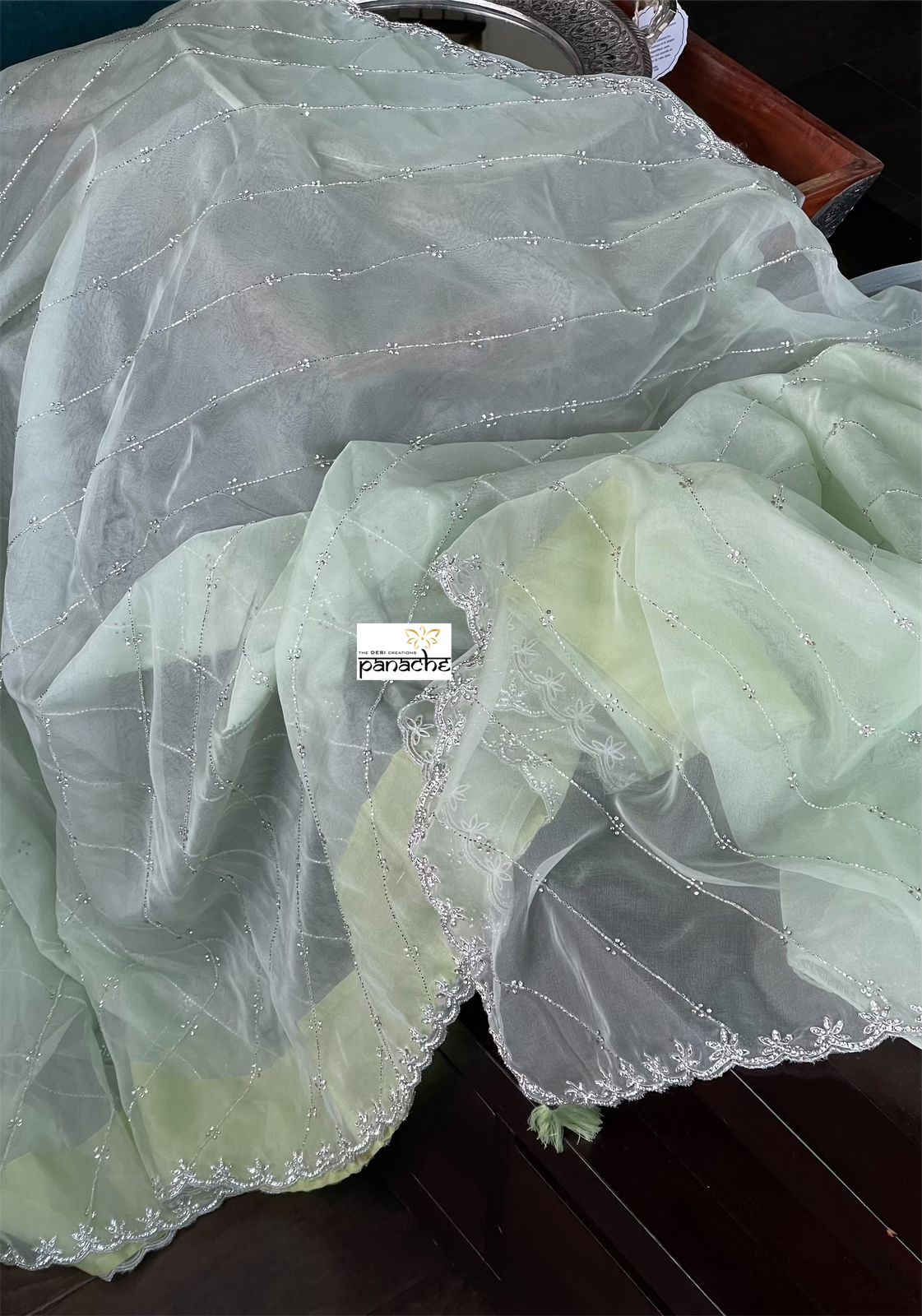 Designer Organza - Mint Leheriya