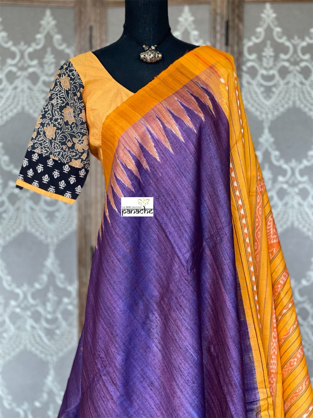 Designer Blouse - Orange Yellow Black
