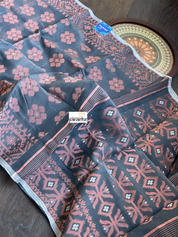 Soft Jamdaani  - Gray Copper Zari