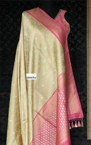 Pure Katan Silk Banarasi - Light Butter Yellow Golden Zari woven