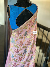 Designer Tussar Silk Blouse - Blue