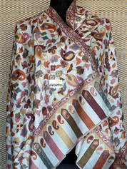 Kashmiri Kani Work Stole - Off-White Multi Resham Woven