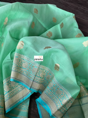 Organza Silk Banarasi - Sea-foam Green Firozi khadwa
