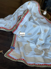 Designer Soft Silk Banarasi- Off White Gold Zari