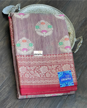 Soft Dupion Banaras Saree - Onion Pink Magenta Meenakari