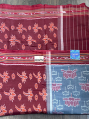 Pure Sambalpuri Cotton - Grey Pink Lotus