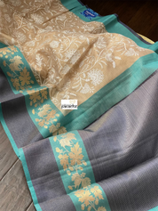 Tissue Kota Silk Embroidered - Golden Beige FIrozi