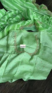 Designer Georgette - Light Green Leheriya Embroidered