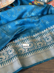 Chiniya Silk Banarasi - Blue Kalamkari Printed