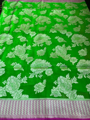 Khaddi Georgette Banarasi - Green Pink