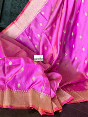 Pure Silk Iktara Banarasi - Pink Antique Golden Zari