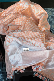 Pure Silk Katan Banarasi- Gajri Orange