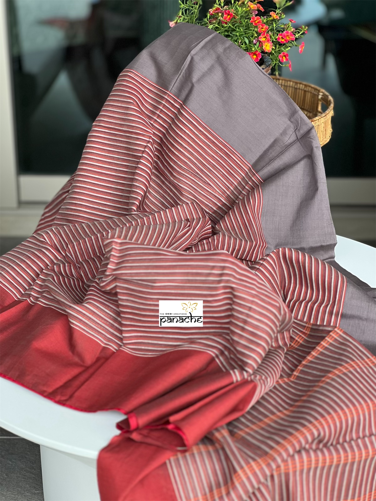 Pure Khadi Cotton Handloom - Brown Grey Woven